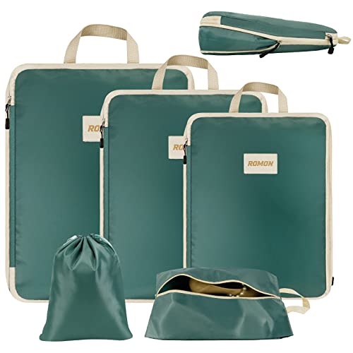 Romon Torby Compresion Travel, 5 sztuk Torby Organizujące Walizka Podróżna, Wodoodporny Zestaw Kostek Do Pakowania z Kompresją, Do Odzież, Kosmetyki, Bagaż