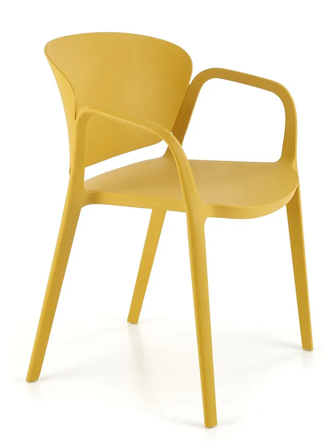Musztardowe minimalistyczne krzesło tarasowe, ogrodowe - Koloso