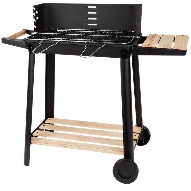 Grill ogrodowy węglowy BBQ ruszt 49x28cm półki Rosario