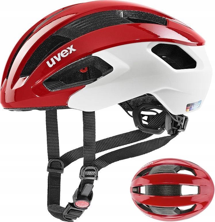 UVEX Rise CC Helmet, czerwony/biały 52-56cm 2022 Kaski rowerowe