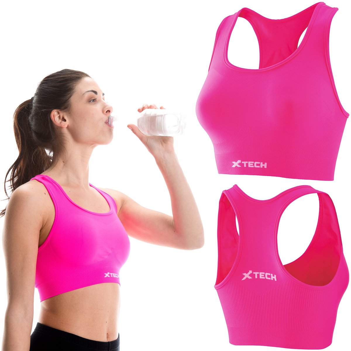 Stanik sportowy bieganie fitness Top Double XXS/XS (fuksja)