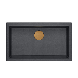 QUADRON Zlewozmywak (76x44) DASH 110 czarny, elementy miedziane HQD7644U8_PVDC1_U