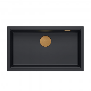QUADRON Zlewozmywak (76x44) DASH 110 czarny mat, elementy miedziane HQD7644U7_PVDC1_U