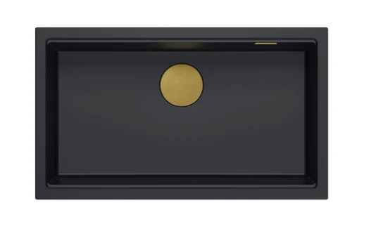 QUADRON Zlewozmywak (76x44) DASH 110 czarny mat, elementy złote HQD7644U7_PVDG1_U