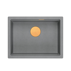 JOSH 110 GraniteQ zlewozmywak silver stone 59,5x45,1x21,5 cm 1-komorowy wpuszczany z syfonem manualnym miedziany