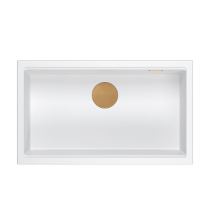 DASH 110 GraniteQ zlewozmywak snow white 76x44x23,5 cm 1-komorowy wpuszczany z syfonem manualnym miedziany