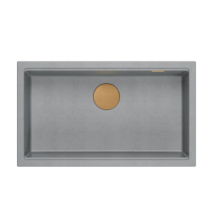 DASH 110 GraniteQ zlewozmywak silver stone 76x44x23,5 cm 1-komorowy wpuszczany z syfonem manualnym miedziany