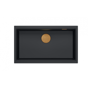 DASH 110 GraniteQ zlewozmywak pure carbon 76x44x23,5 cm 1-komorowy wpuszczany z syfonem manualnym miedziany