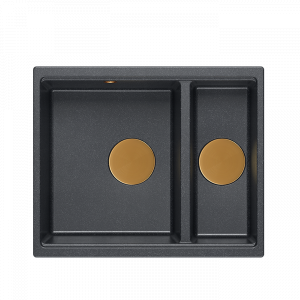 QUADRON Zlewozmywak 55,5x46 LOGAN 150 czarny, elementy miedziane HCQL5646U8-C1_U