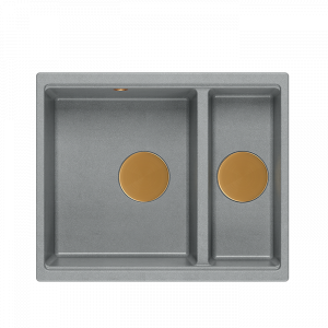QUADRON Zlewozmywak 55,5x46 LOGAN 150 szary, elementy miedziane HCQL5646U5-C1_U