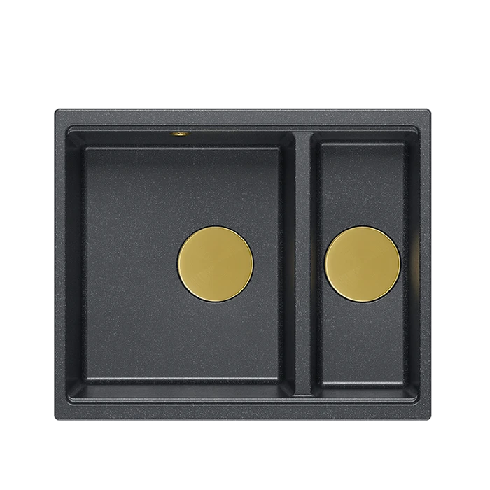 QUADRON Zlewozmywak 55,5x46 LOGAN 150 czarny, elementy złote HCQL5646U8-G1_U