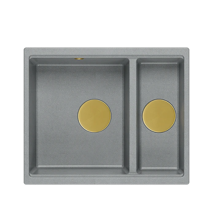 QUADRON Zlewozmywak 55,5x46 LOGAN 150 szary, elementy złote HCQL5646U5-G1_U