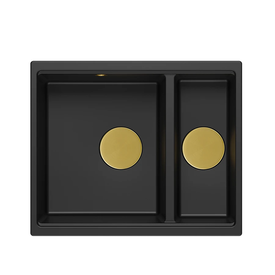QUADRON Zlewozmywak 55,5x46 LOGAN 150 czarny mat, elementy złote HCQL5646U7-G1_U