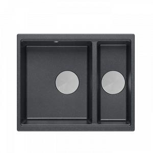 QUADRON Zlewozmywak 55,5x46 LOGAN 150 czarny, elementy srebrne HCQL5646U8-BS_U
