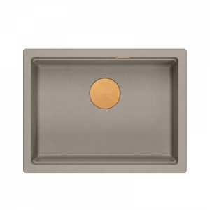 LOGAN 100 GraniteQ zlewozmywak soft taupe 59,5x45,1x21,5 cm 1-komorowy wpuszczany z syfonem manualnym miedziany
