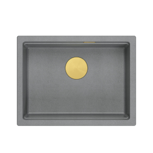 JOSH 110 GraniteQ zlewozmywak silver stone 59,5x45,1x21,5 cm 1-komorowy wpuszczany z syfonem manualnym złoty