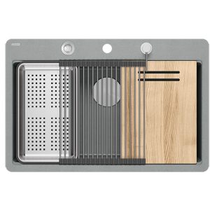 QUADRON HQM7650U5_FM_BS QUADRON | MARC 110 FM | granitowy zlewozmywak kuchenny SZARY + STAL