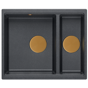 QUADRON Zlewozmywak 55,5x46 LOGAN 150 czarny, elementy miedziane HCQL5646U8-C1_I