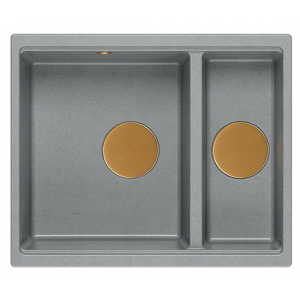 QUADRON Zlewozmywak 55,5x46 LOGAN 150 szary, elementy miedziane HCQL5646U5-C1_I