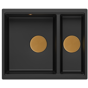 QUADRON Zlewozmywak 55,5x46 LOGAN 150 czarny mat, elementy miedziane HCQL5646U7-C1_I