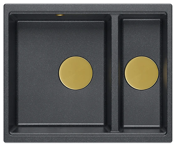 QUADRON Zlewozmywak 55,5x46 LOGAN 150 czarny, elementy złote HCQL5646U8-G1_I