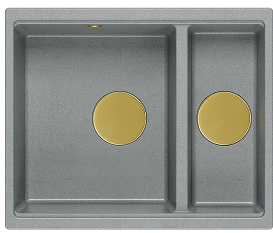 QUADRON Zlewozmywak 55,5x46 LOGAN 150 szary, elementy złote HCQL5646U5-G1_I