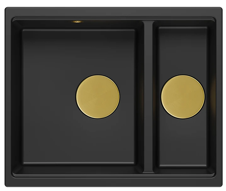 QUADRON Zlewozmywak 55,5x46 LOGAN 150 czarny mat, elementy złote HCQL5646U7-G1_I
