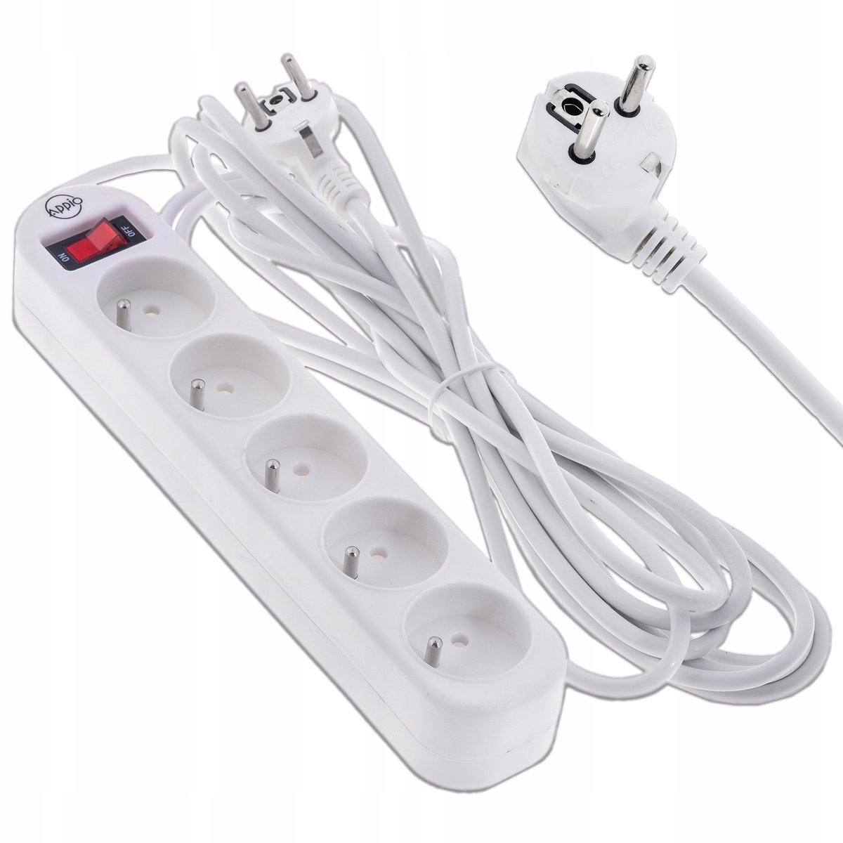 Przedłużacz listwowy 5m - 5 x gniazdo zasilające 230V - Biały