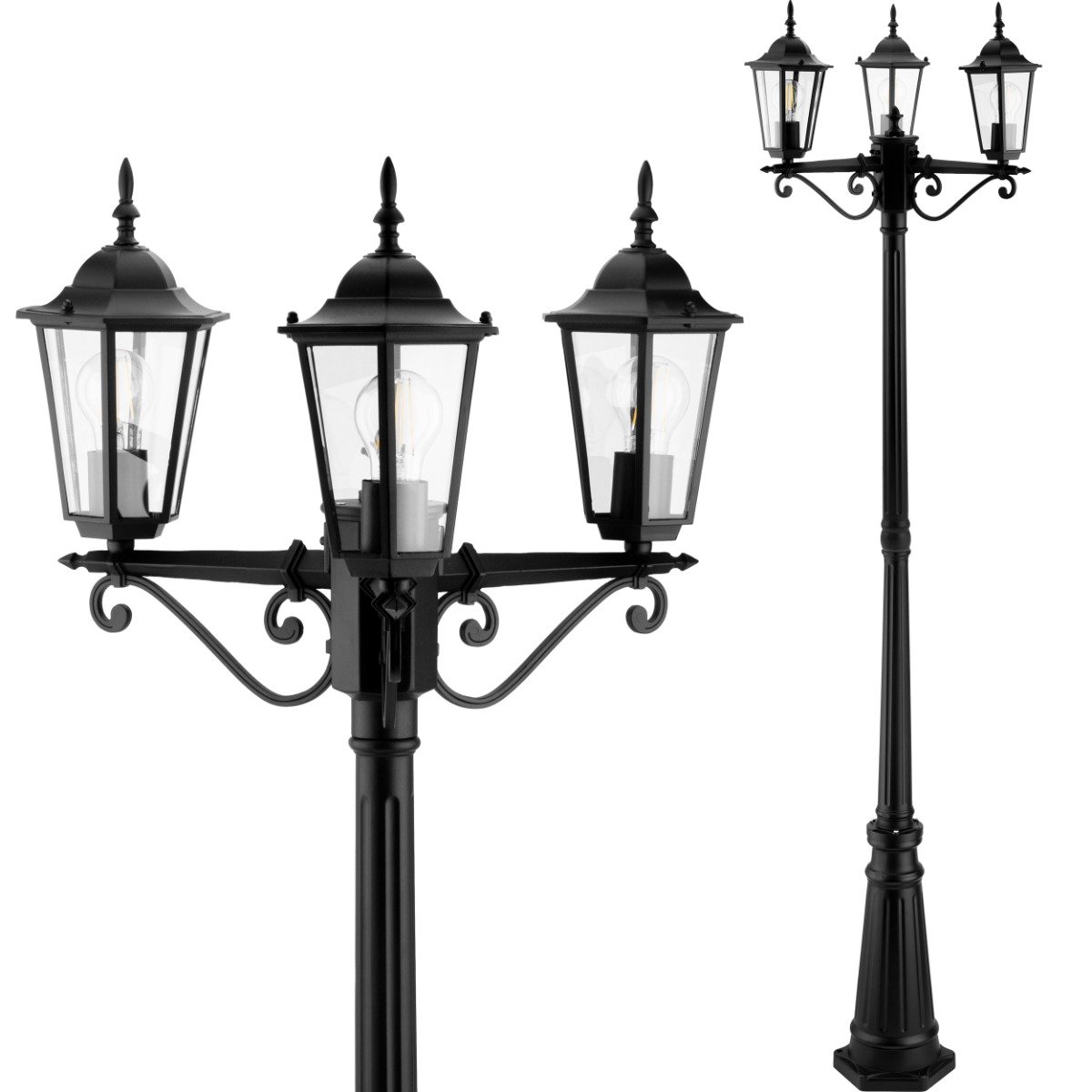 Lampa Ogrodowa Zewnętrzna 3Xe27 Słupek Latarnia 2M Czarna Bellis Lumiled
