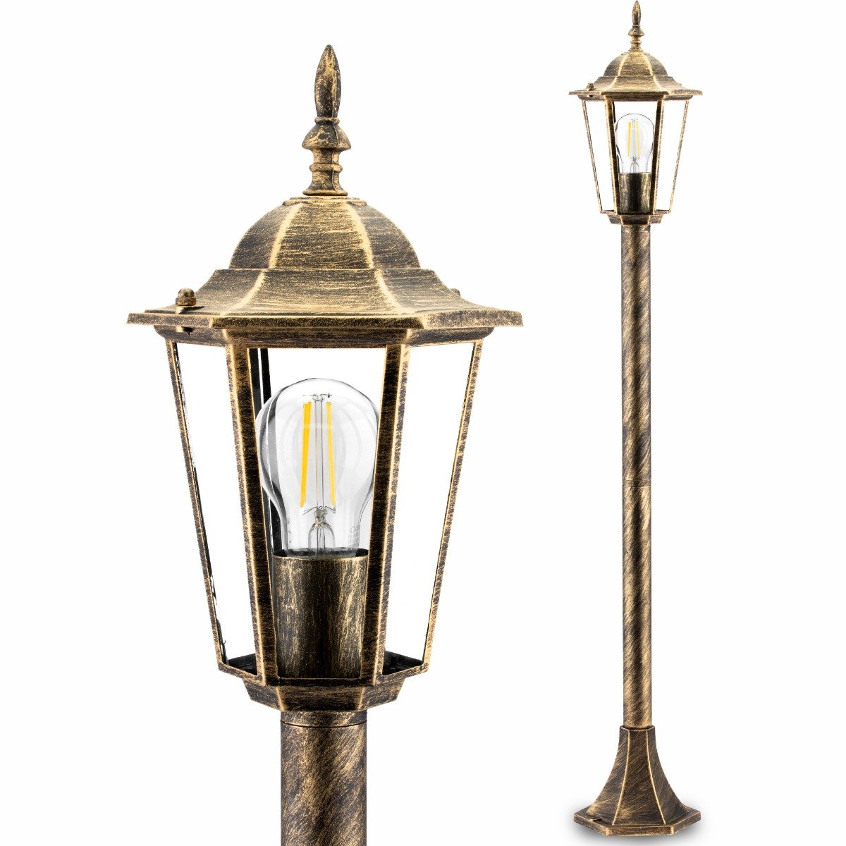 Lampa Ogrodowa Zewnętrzny E27 Niski Słupek Latarnia 1M Patyna Bellis Lumiled