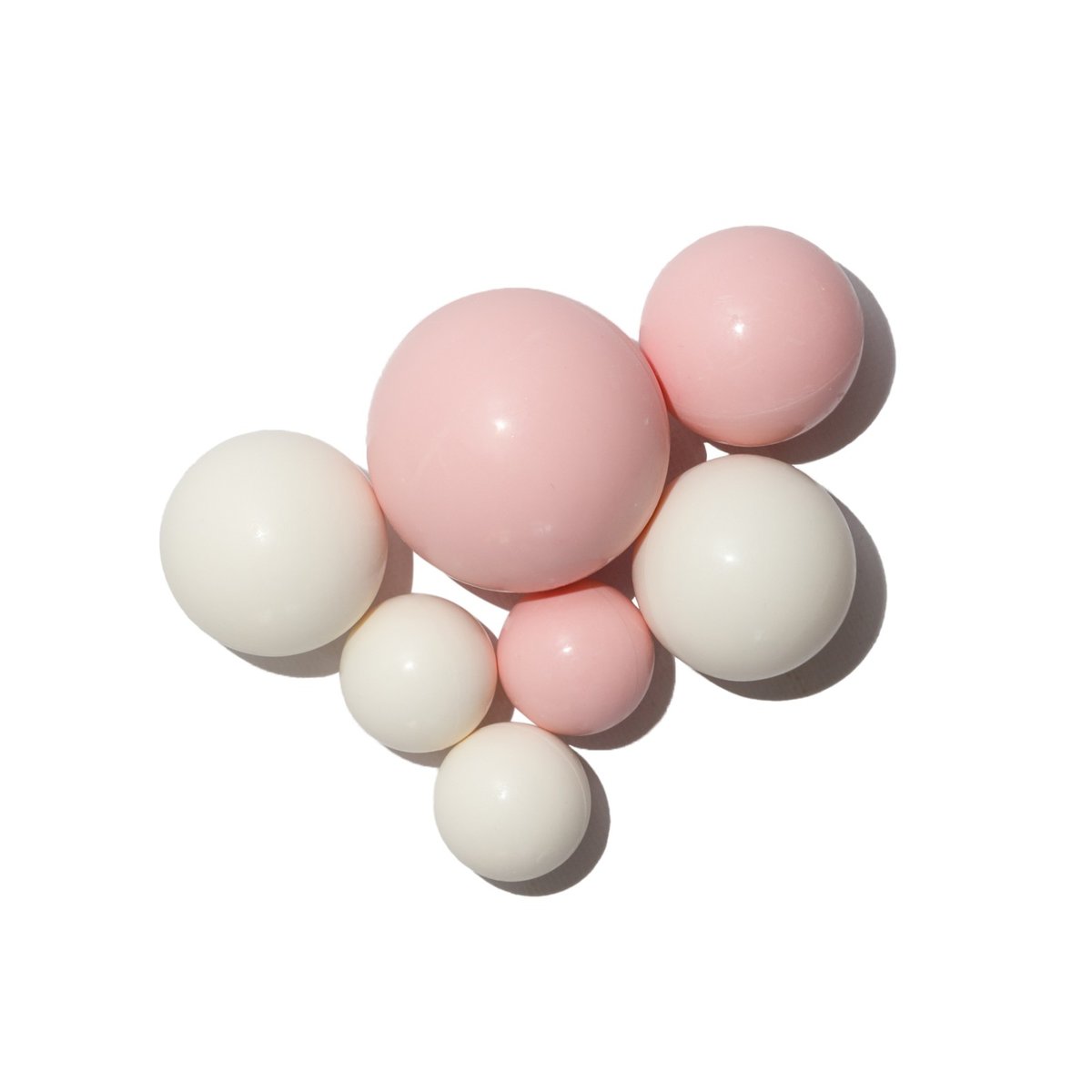 Dekoracje czekoladowe Sfery kule białe/różowe zestaw 7 szt