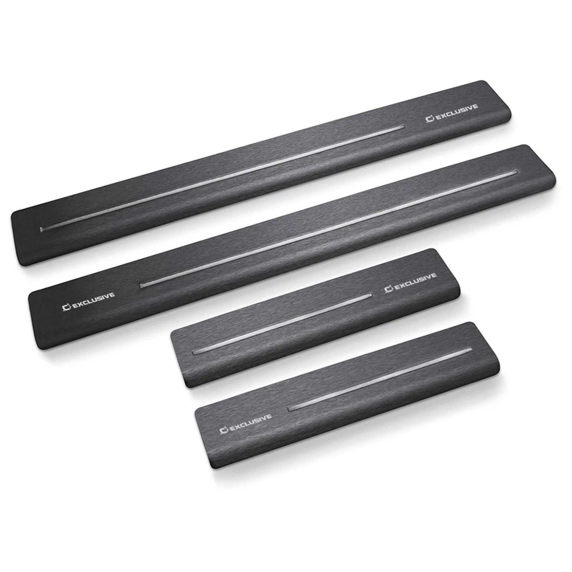 Nakładki progowe do Volkswagen Polo VI AW od 2018 Hatchback 5-drzwiowy - One Line,Czarno-biała satyna