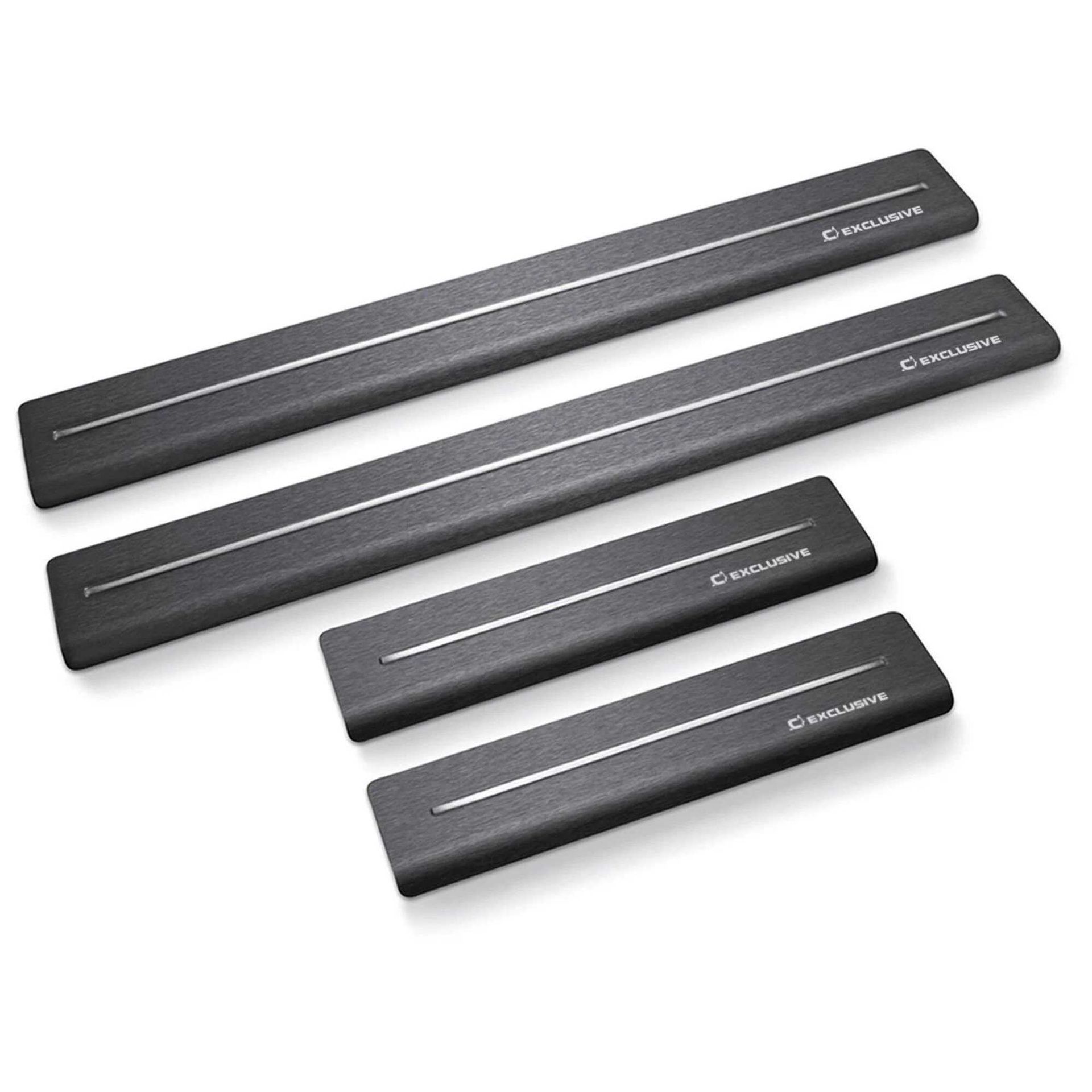 Nakładki progowe do Volkswagen Polo V 6R 2009-2013 Hatchback 5-drzwiowy - Long Line,Czarno-biała satyna