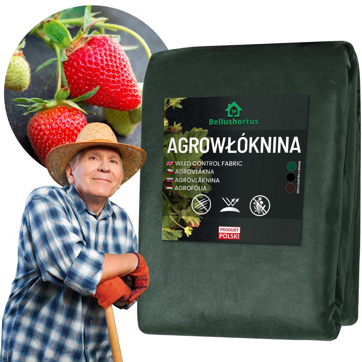 AGROWŁÓKNINA ZIELONA 1,6m 100g UV 30m MATA NA CHWASTY GRUBA ŚCIÓŁKUJĄCA Bellushortus