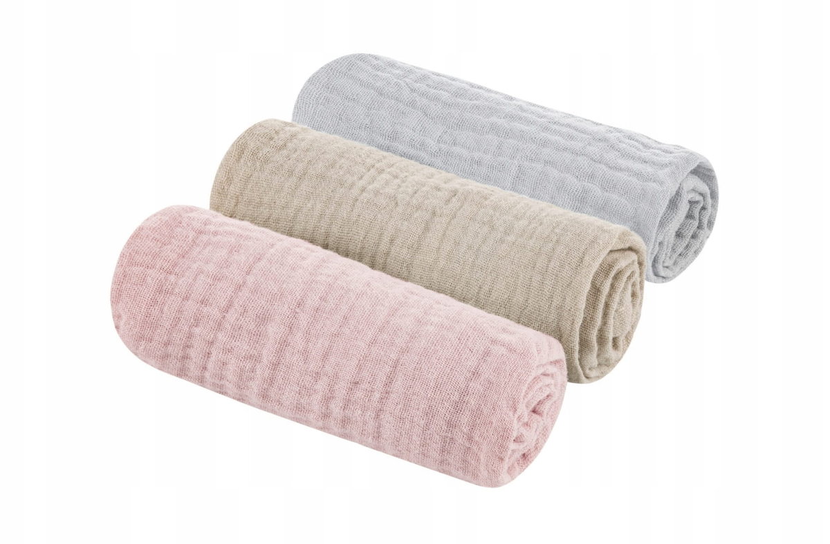 Pieluszka Muślinowa Bawełniana 3Pak: Grey/Sand/Rose Sleepee