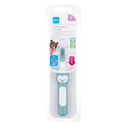 MAM Baby´s Brush Massaging Brush 3m+ Turquoise Szczoteczka do zębów dla dzieci 1 szt