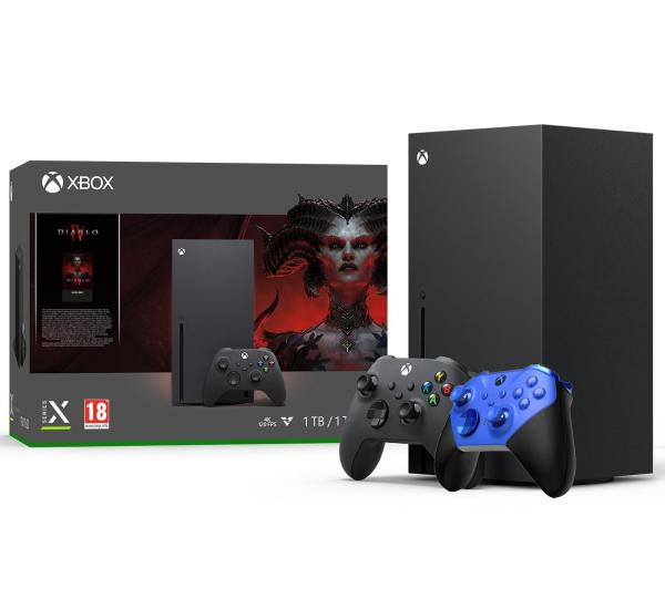 Xbox Series X z napędem - 1TB + Diablo IV + pad Elite Series 2 Core (niebieski)