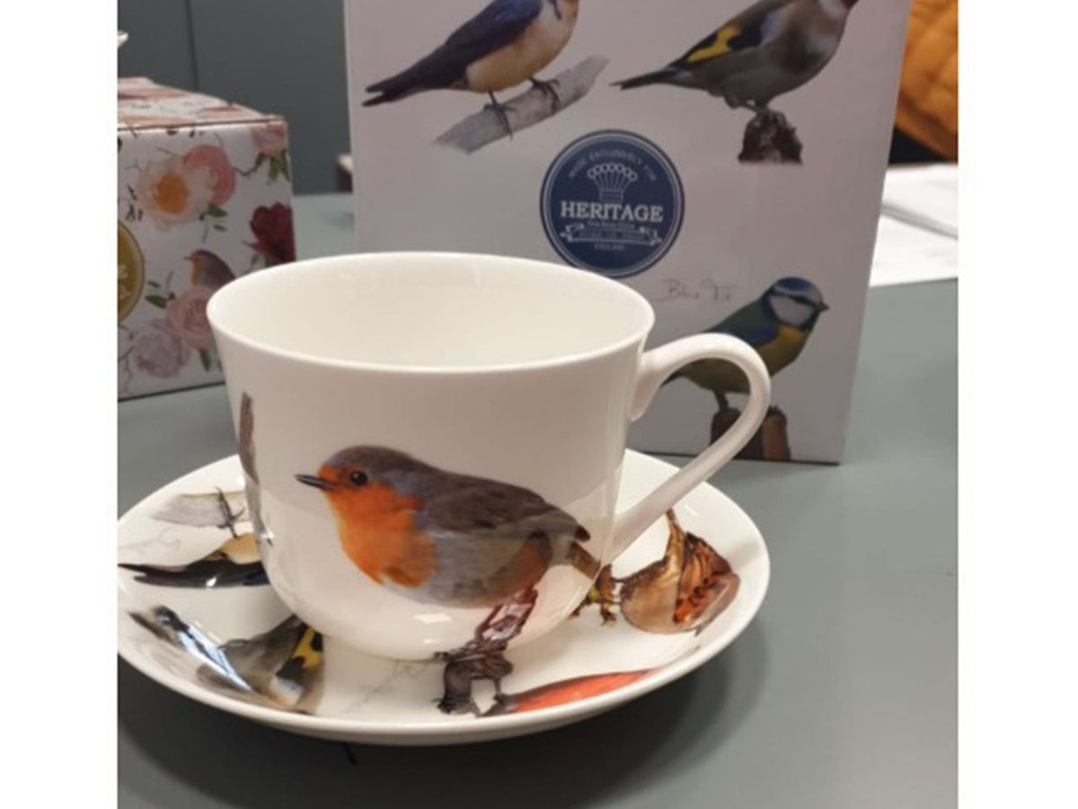 Filiżanka ze spodkiem 450ml Birds pudełko Prezent
