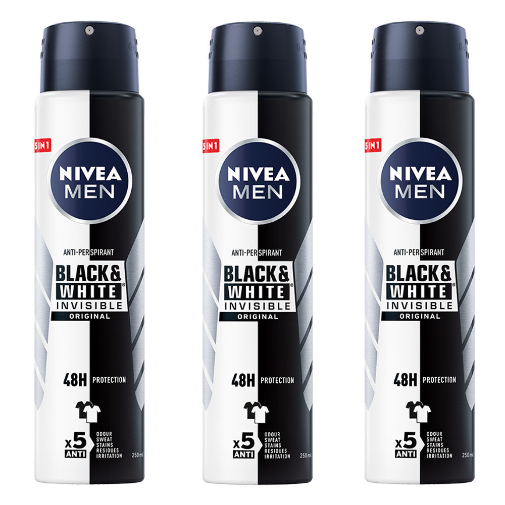 NIVEA MEN Antyperspirant Black&White Original 3 x250ml