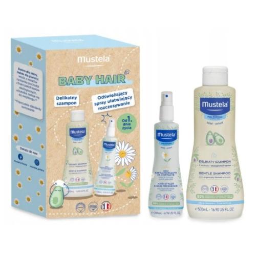 MUSTELA BABY HAIR Zestaw: Delikatny szampon 500ml + Odświeżający spray ułatwiający rozczesywanie 200ml - >>> DARMOWA od 99zł