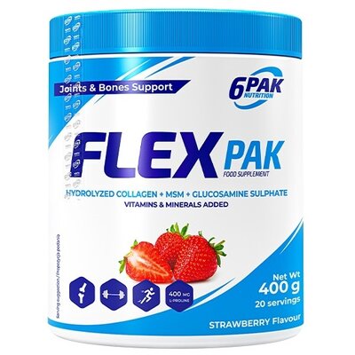 Suplement na stawy 6Pak Flex Pak 400g Jar strawberry (5902811814676)