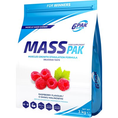 Gainer 6PAK Nutrition Mass Pak 5000 g Malinowy (5902811813594)