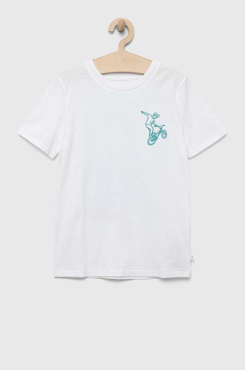 GAP t-shirt bawełniany dziecięcy kolor biały z nadrukiem - Gap