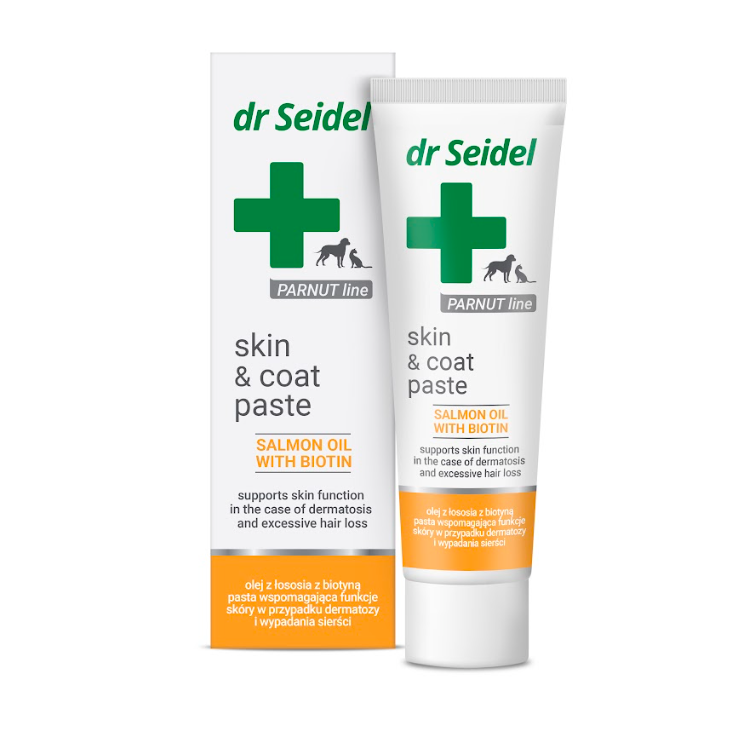 Dr Seidel Skin&Coat Paste-pasta wspomagająca funkcje skóry w przypadku dermatozy i wypadania sierści 105g