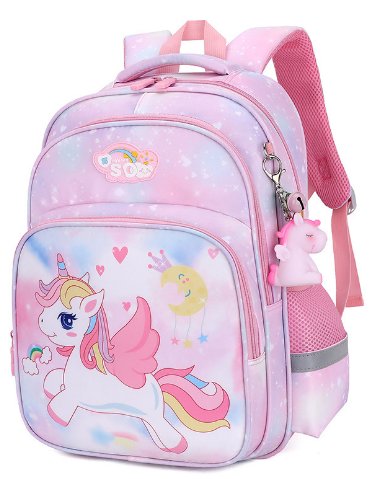 Plecak szkolny dla dziewczynki różowy MPMAX jednorożec dwukomorowy
