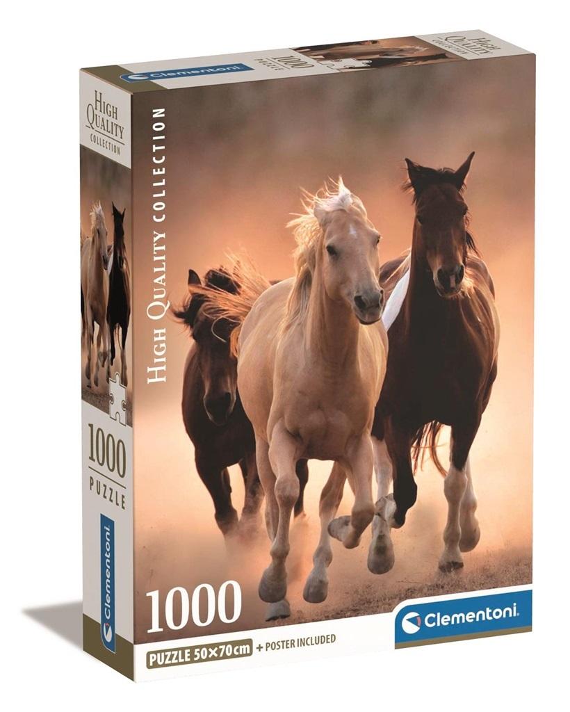 Puzzle 1000 Compact Running Horses Clementoni