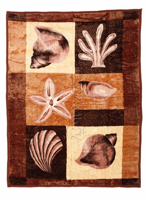 Koc Elway 160x210 owoce oceanu brązowe