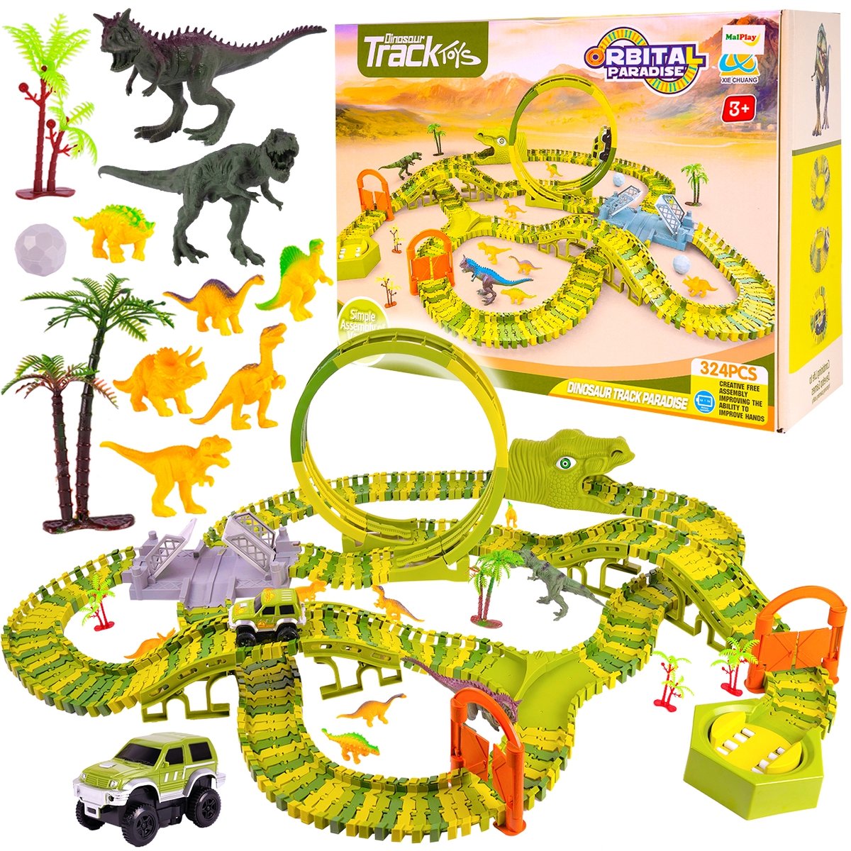 Mega Tor Wyścigowy Dinozaur Park Magic Track 324 elementy