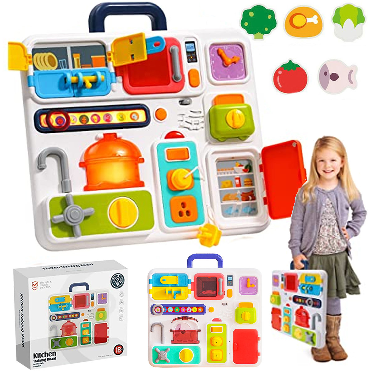 MONTESSORI TABLICA EDUKACYJNA SENSORYCZNA roczek Z515