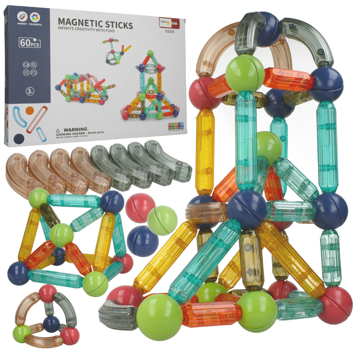 KLOCKI MAGNETYCZNE EDUKACYJNE 3+ Magnetic sticks Z505